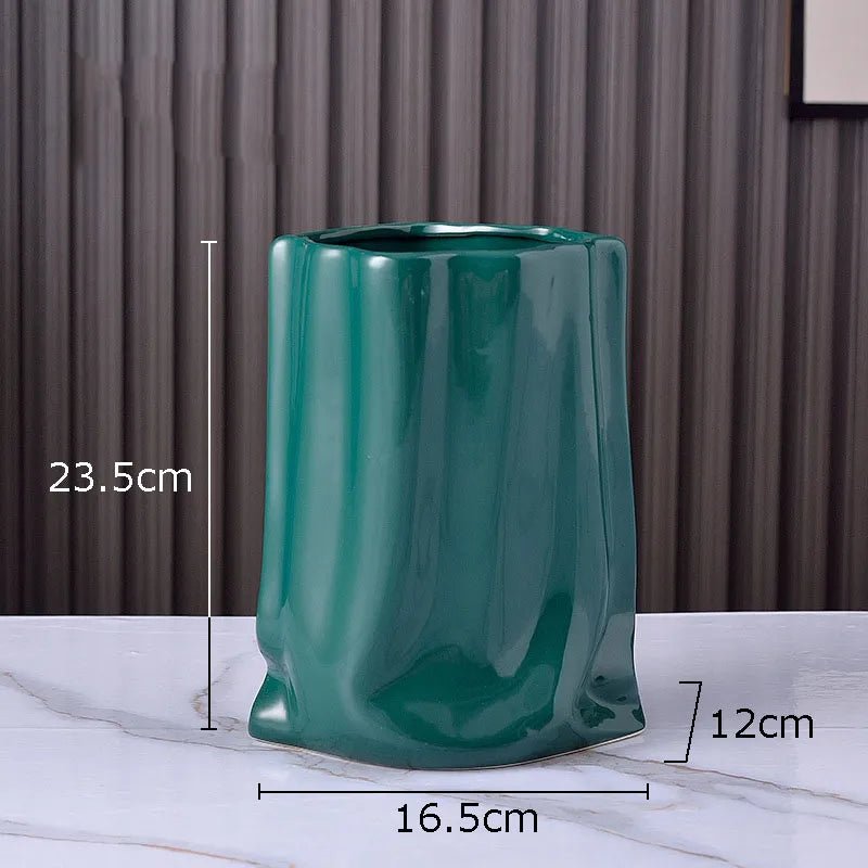 Abstract Pleated Texture Ceramic Vase - The House Of BLOC