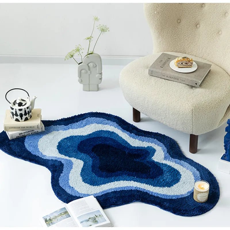 Abstract Shaped Soft Blue Tufted Carpet - The House Of BLOC