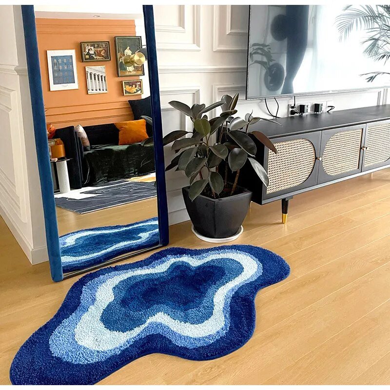 Abstract Shaped Soft Blue Tufted Carpet - The House Of BLOC