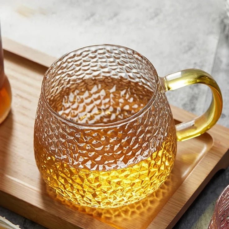 Accent Hammer Pattern Glass Coffee Mug - The House Of BLOC