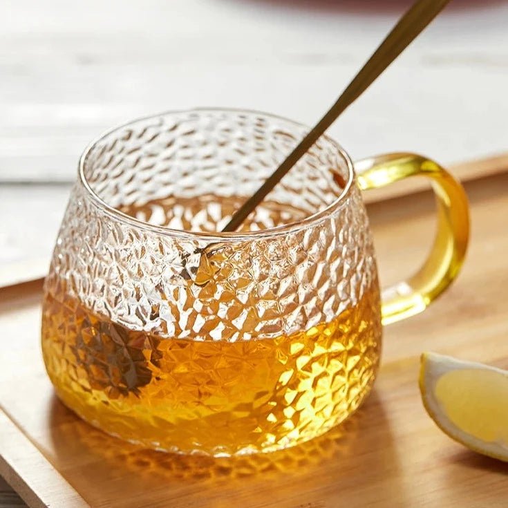 Accent Hammer Pattern Glass Coffee Mug - The House Of BLOC