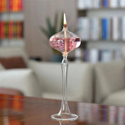 Attractive Handmade Tall Glass Oil Lamp - The House Of BLOC