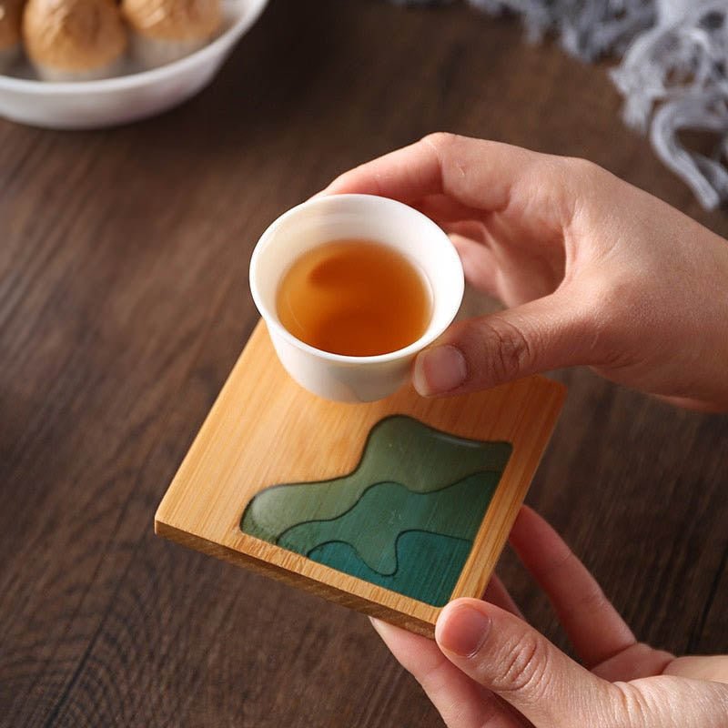 Bamboo Wave Style Tea Coaster - The House Of BLOC