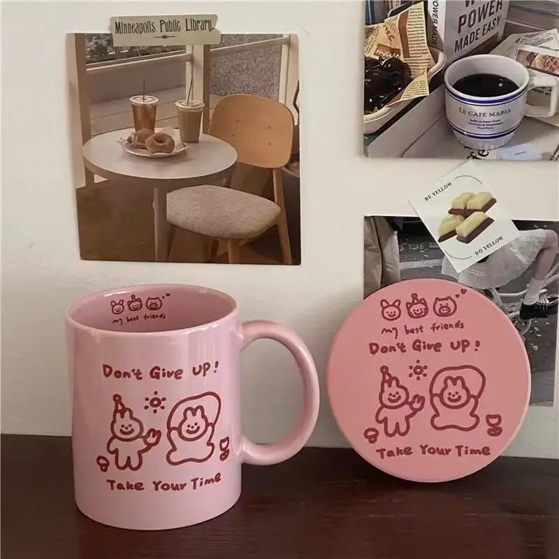 Best Friends Pink Rabbit Ceramic Mug Set - The House Of BLOC