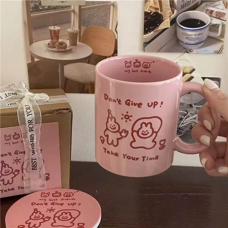 Best Friends Pink Rabbit Ceramic Mug Set - The House Of BLOC