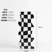 Black and White Ceramic Chequerboard Vase - The House Of BLOC
