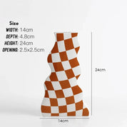 Black and White Ceramic Chequerboard Vase - The House Of BLOC