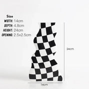 Black and White Ceramic Chequerboard Vase - The House Of BLOC