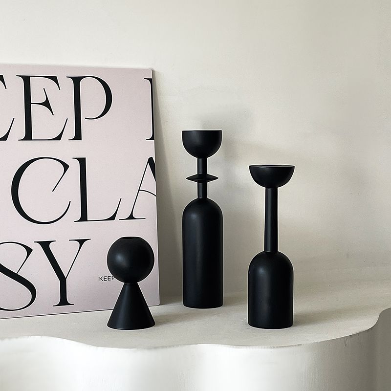 Black Wooden Candlestick Holders - The House Of BLOC