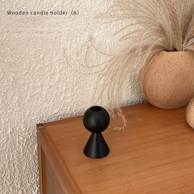 Black Wooden Candlestick Holders - The House Of BLOC