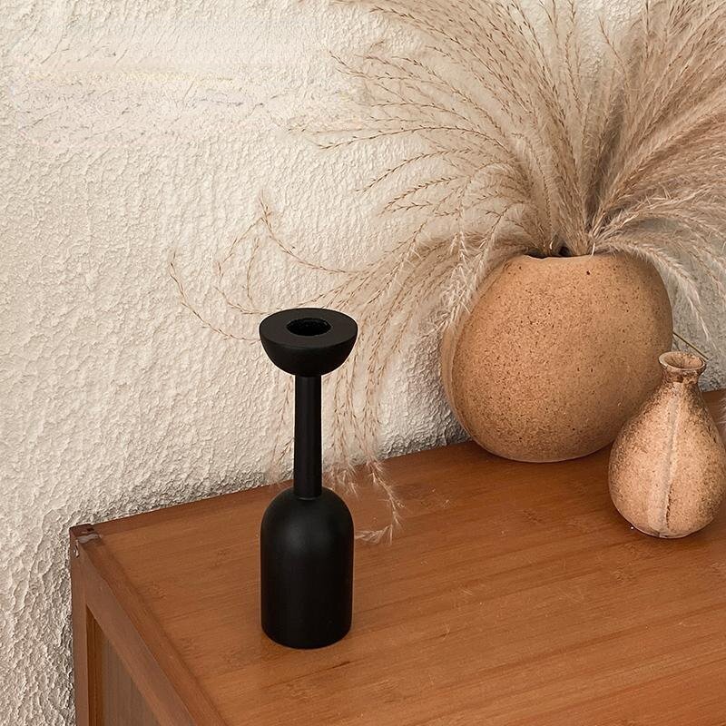 Black Wooden Candlestick Holders - The House Of BLOC