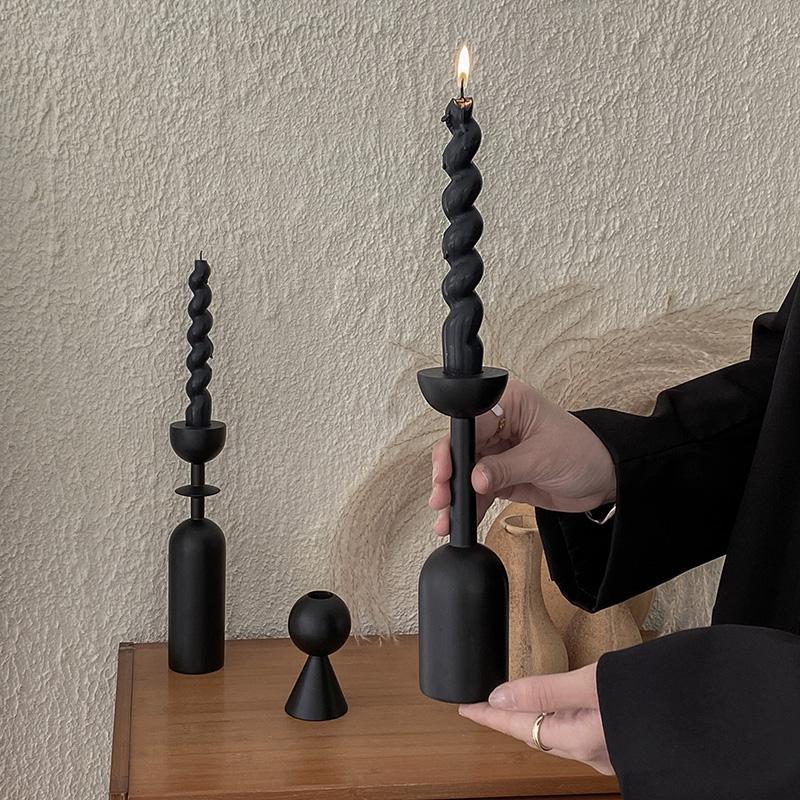 Black Wooden Candlestick Holders - The House Of BLOC