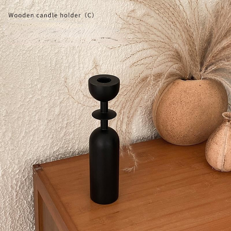 Black Wooden Candlestick Holders - The House Of BLOC