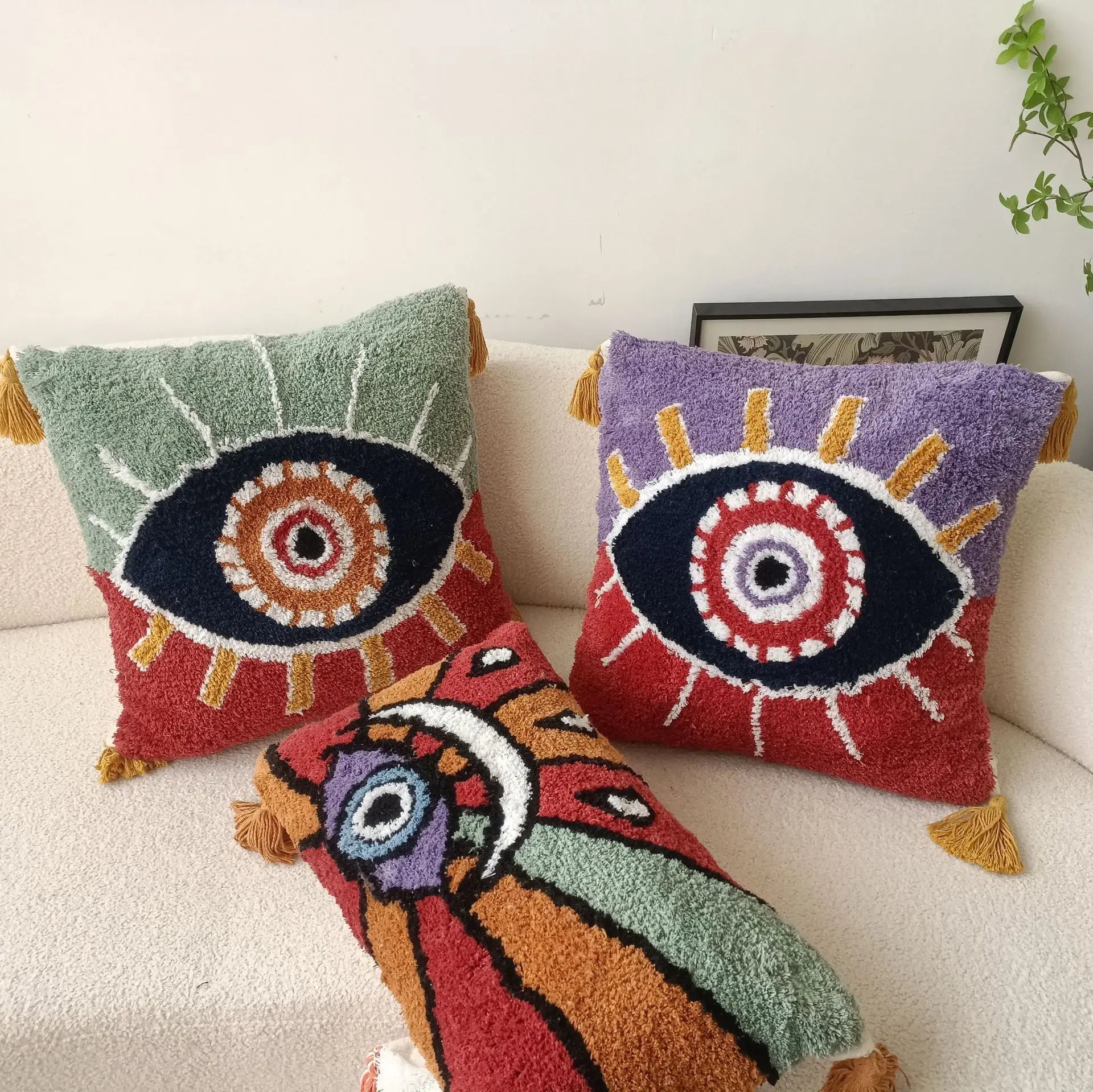 Bohemian Style Devil's Eye Tufted Cushion Cover - The House Of BLOC