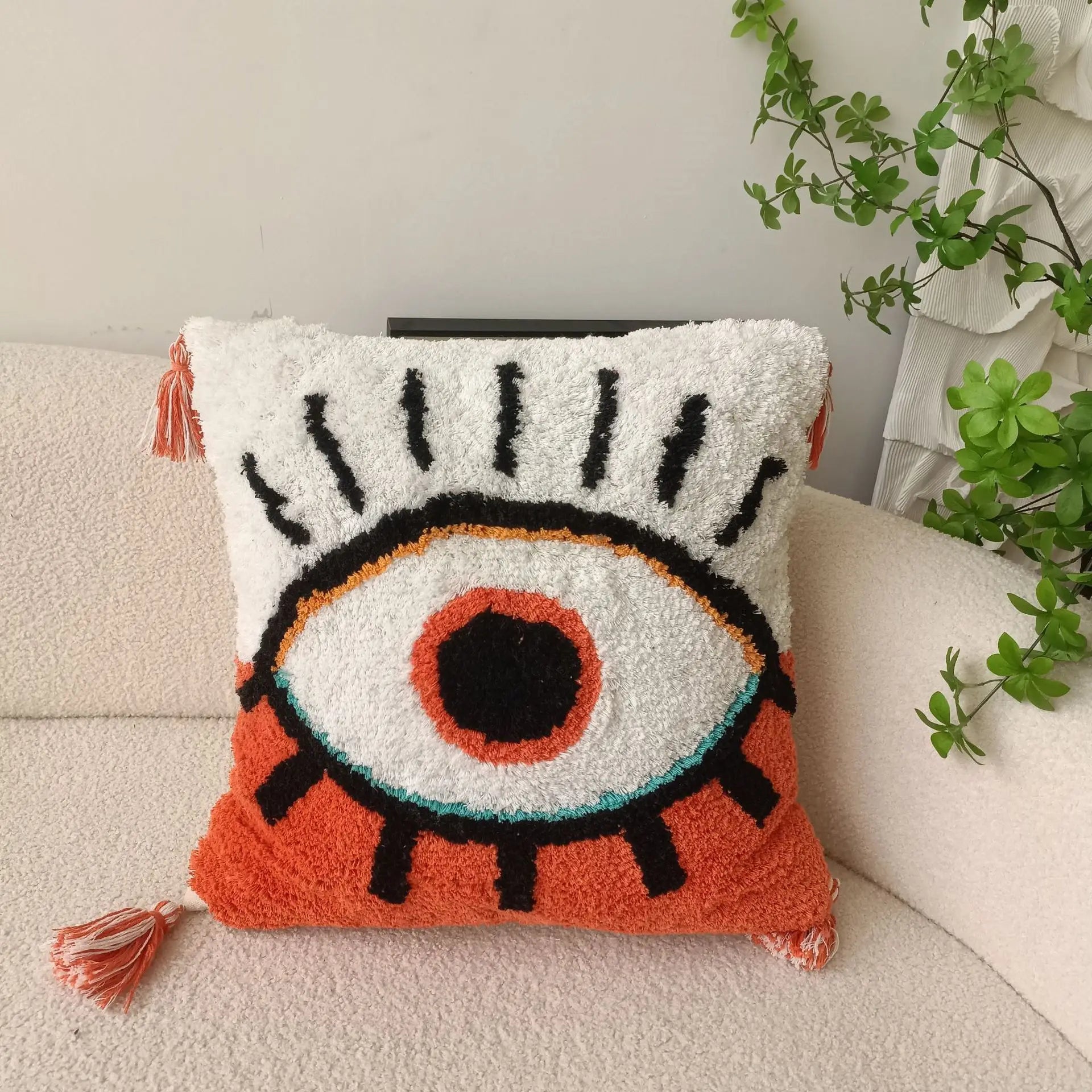 Bohemian Style Devil's Eye Tufted Cushion Cover - The House Of BLOC