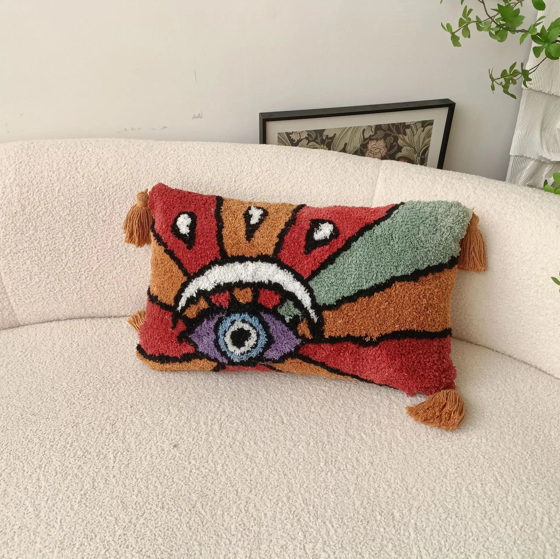 Bohemian Style Devil's Eye Tufted Cushion Cover - The House Of BLOC