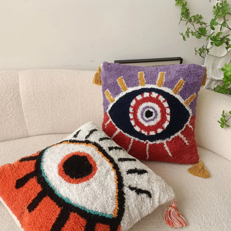 Bohemian Style Devil's Eye Tufted Cushion Cover - The House Of BLOC