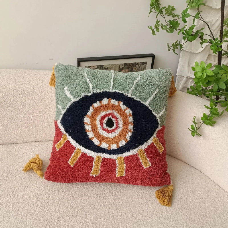Bohemian Style Devil's Eye Tufted Cushion Cover - The House Of BLOC