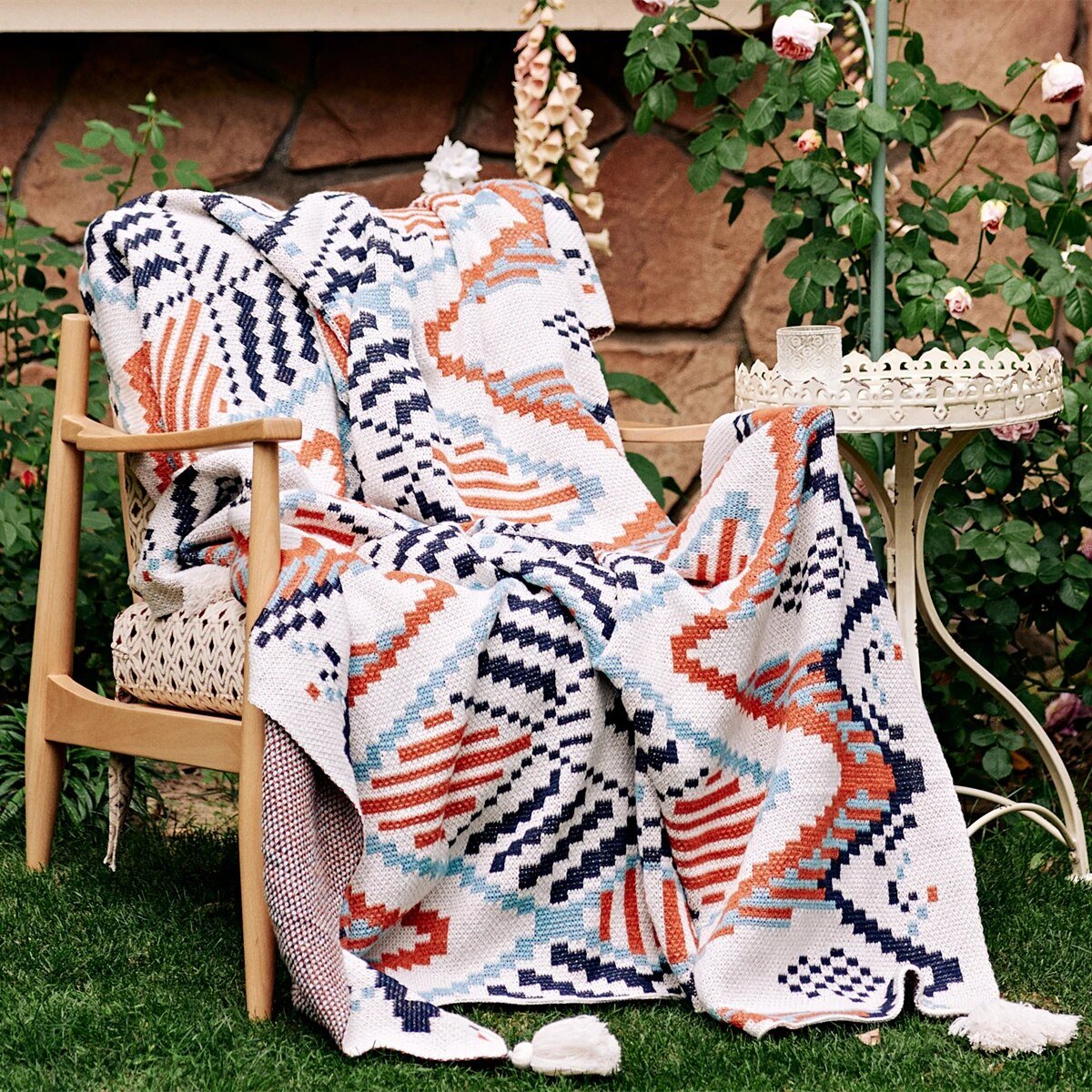 Boho Style Geometric Design Blanket - The House Of BLOC