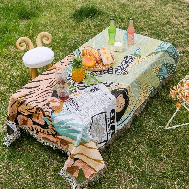 Boho Style Knitted Tiger Blanket - The House Of BLOC