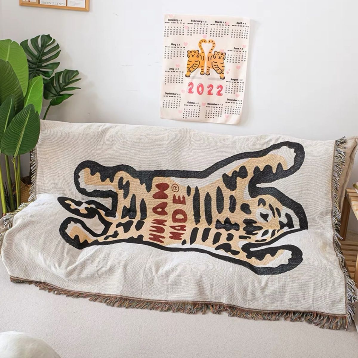 Boho Style Knitted Tiger Blanket - The House Of BLOC