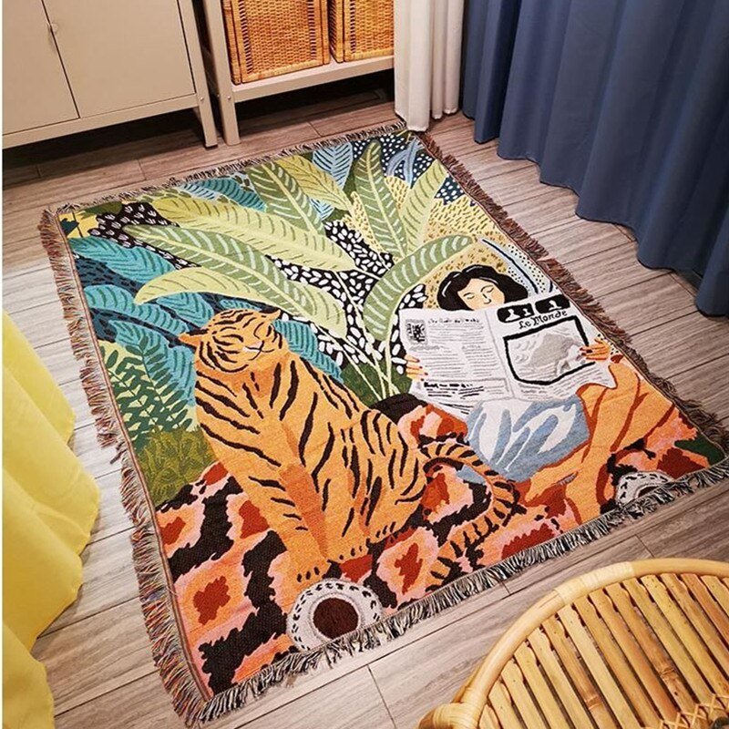 Boho Style Knitted Tiger Blanket - The House Of BLOC