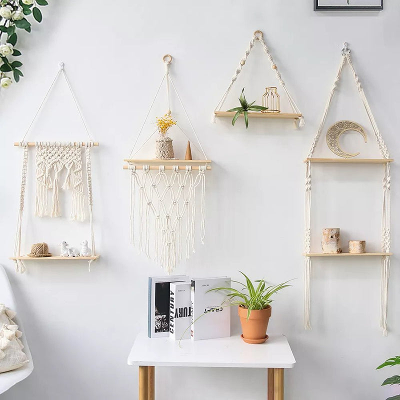 Boho Style Macrame Wall Hanging Shelf - The House Of BLOC