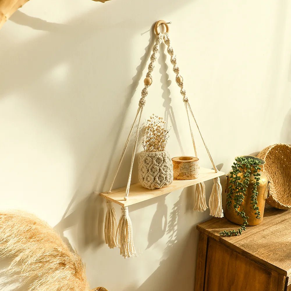 Boho Style Macrame Wall Hanging Shelf - The House Of BLOC