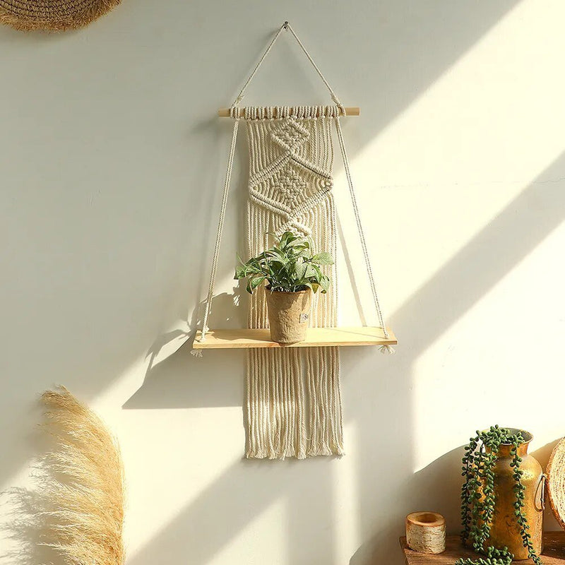 Boho Style Macrame Wall Hanging Shelf - The House Of BLOC