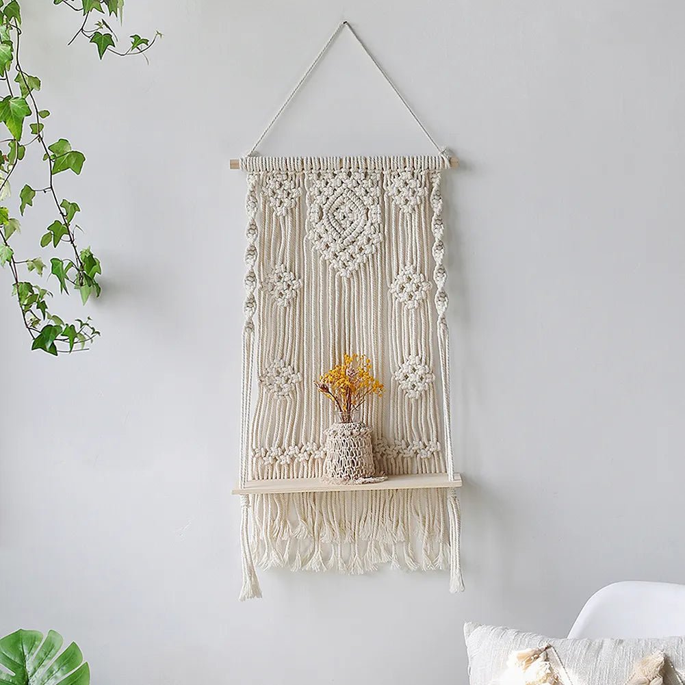 Boho Style Macrame Wall Hanging Shelf - The House Of BLOC