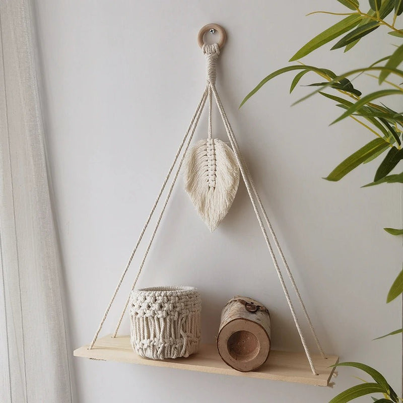 Boho Style Macrame Wall Hanging Shelf - The House Of BLOC