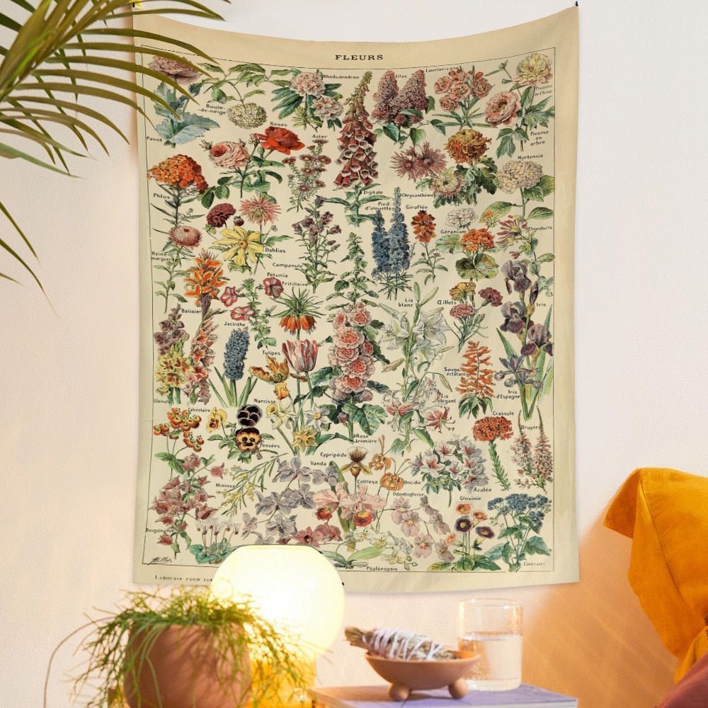 Botanical and Floral Tapestry Print Wall Hanging - The House Of BLOC