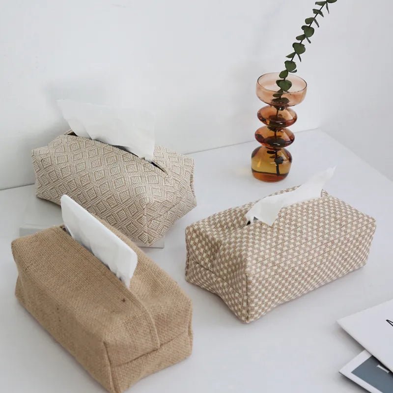 Brown Cotton Linen Tissue Box Holder - The House Of BLOC