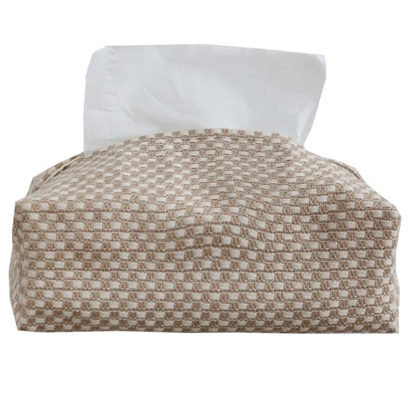 Brown Cotton Linen Tissue Box Holder - The House Of BLOC