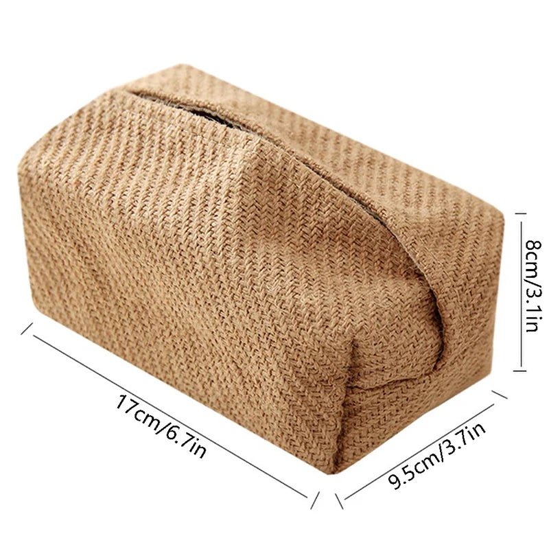 Brown Cotton Linen Tissue Box Holder - The House Of BLOC