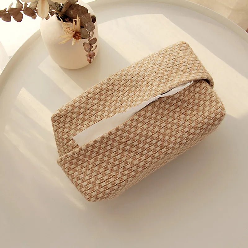 Brown Cotton Linen Tissue Box Holder - The House Of BLOC