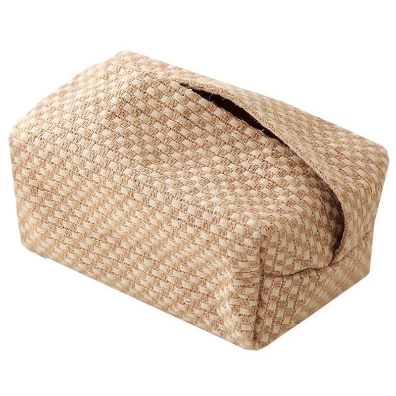 Brown Cotton Linen Tissue Box Holder - The House Of BLOC