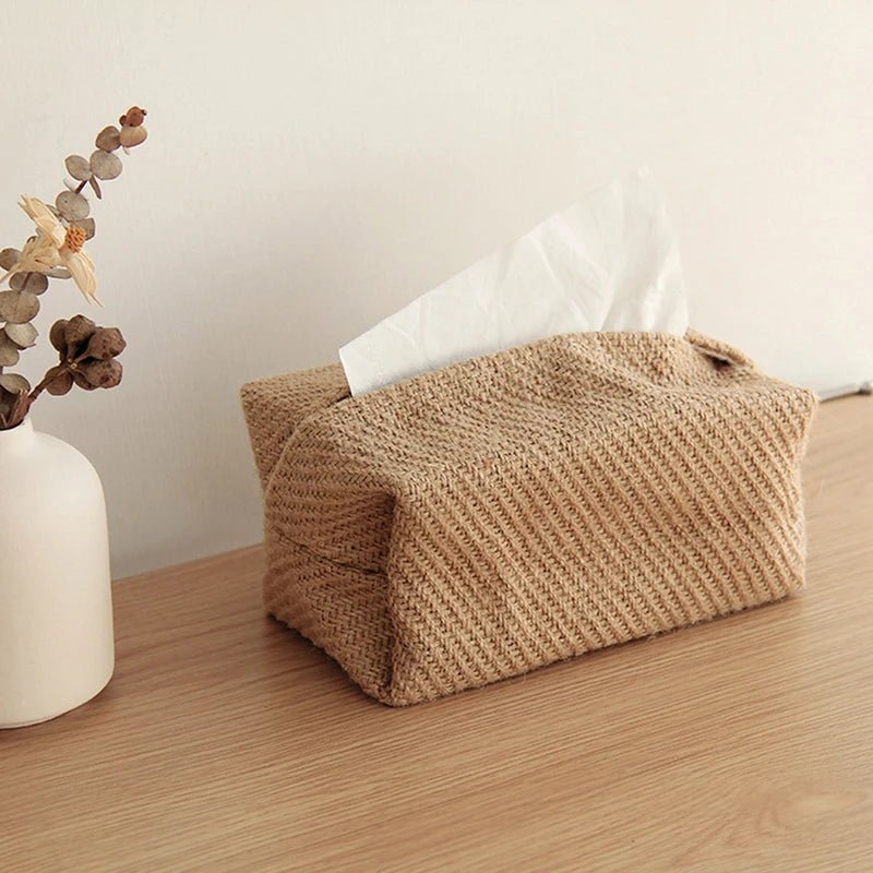 Brown Cotton Linen Tissue Box Holder - The House Of BLOC
