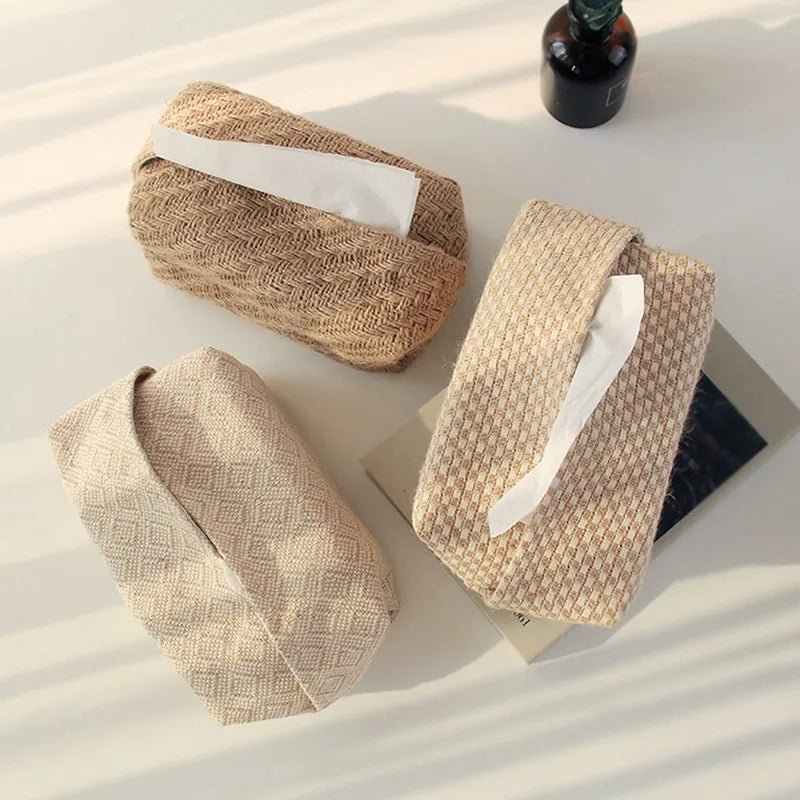 Brown Cotton Linen Tissue Box Holder - The House Of BLOC