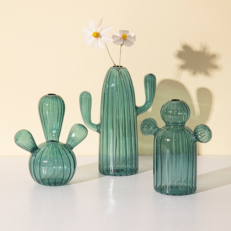 Cactus + Mushroom Shaped Glass Vases - The House Of BLOC