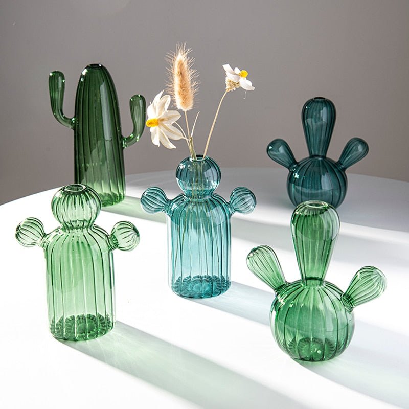 Cactus + Mushroom Shaped Glass Vases - The House Of BLOC