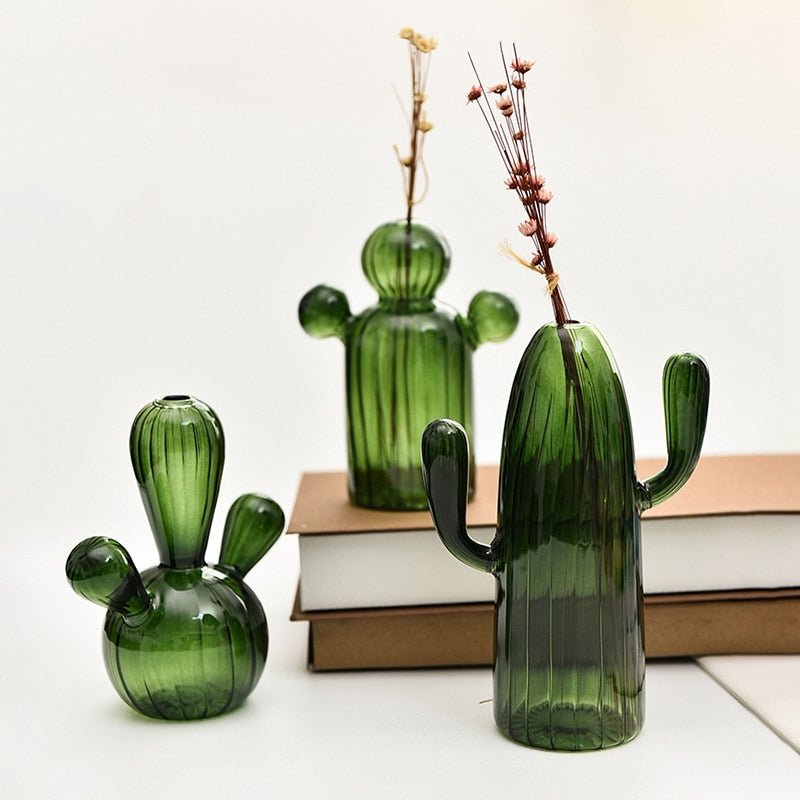 Cactus + Mushroom Shaped Glass Vases - The House Of BLOC