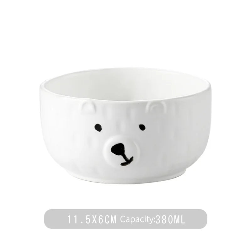 Cartoon Polar Bear Ceramic Plate + Bowl Set - The House Of BLOC