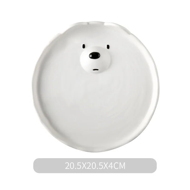 Cartoon Polar Bear Ceramic Plate + Bowl Set - The House Of BLOC