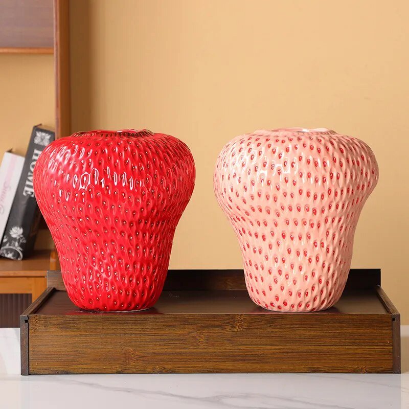 Cartoon Strawberry Ceramic Vase - The House Of BLOC