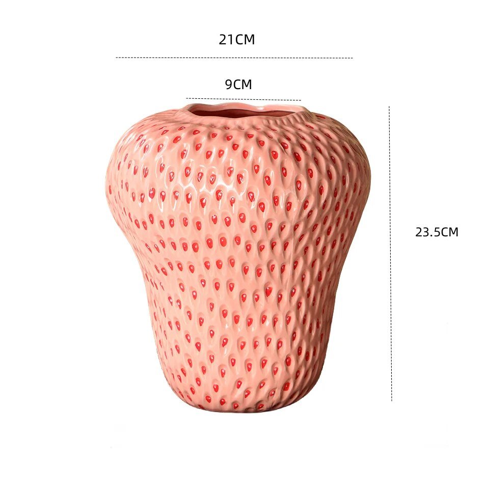 Cartoon Strawberry Ceramic Vase - The House Of BLOC