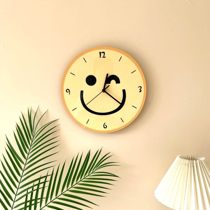 Cartoon Yellow Smiley Face Wall Mounted Clock - The House Of BLOC