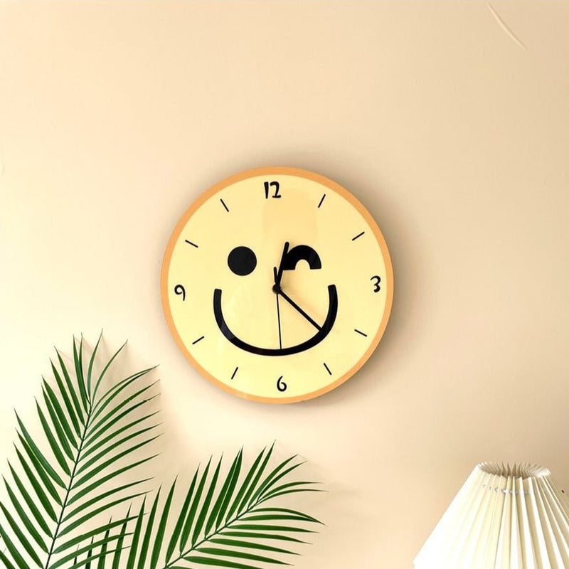 Cartoon Yellow Smiley Face Wall Mounted Clock - The House Of BLOC