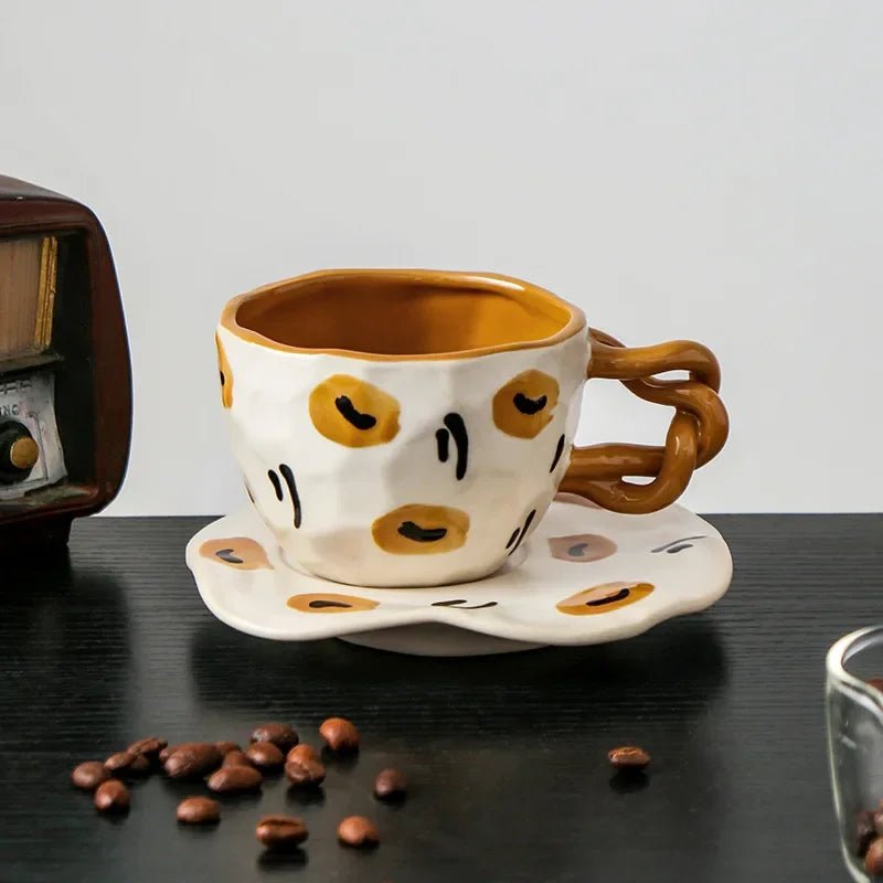 Ceramic Hand Painted Breakfast Mug + Saucer Set - The House Of BLOC