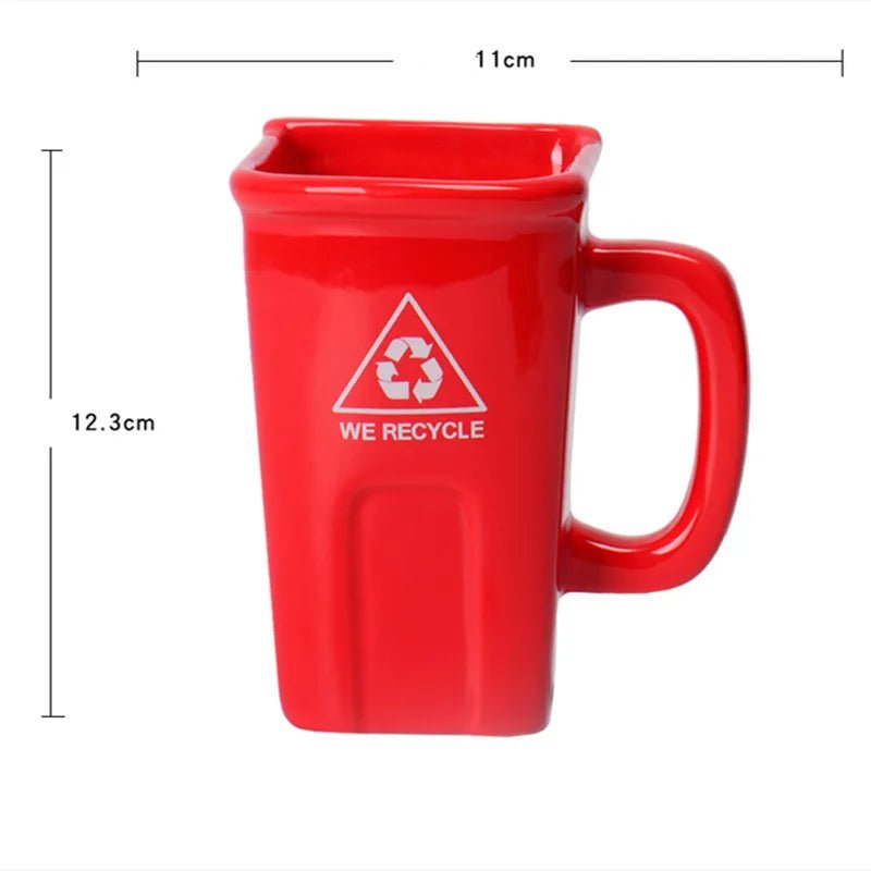 Ceramic Rubbish Bin Shape Mug With Shovel Spoon - The House Of BLOC